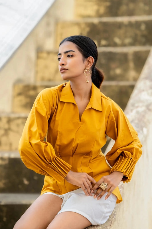SLEEVE PLEATED SHIRT