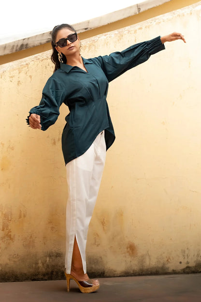 SLEEVE PLEATED SHIRT